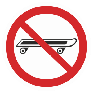 Наклейка «Вход со скейтбордами запрещен»